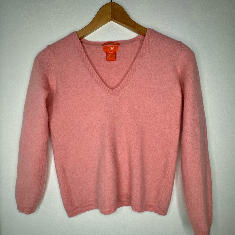 Joe Fresh Women's Pink 100%Cashmere V-Neck Sweater